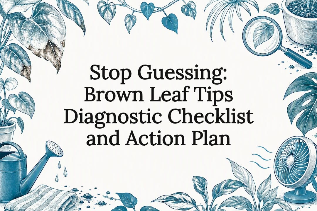 Decorative brown leaf tips title card
