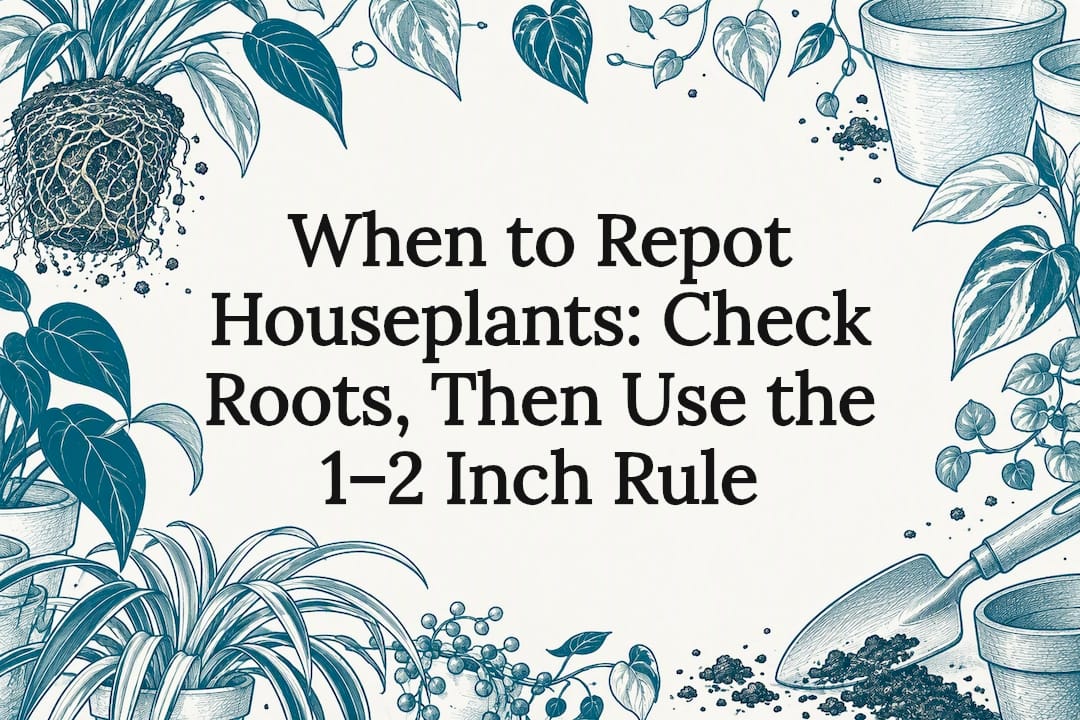 Decorative houseplant repotting title card