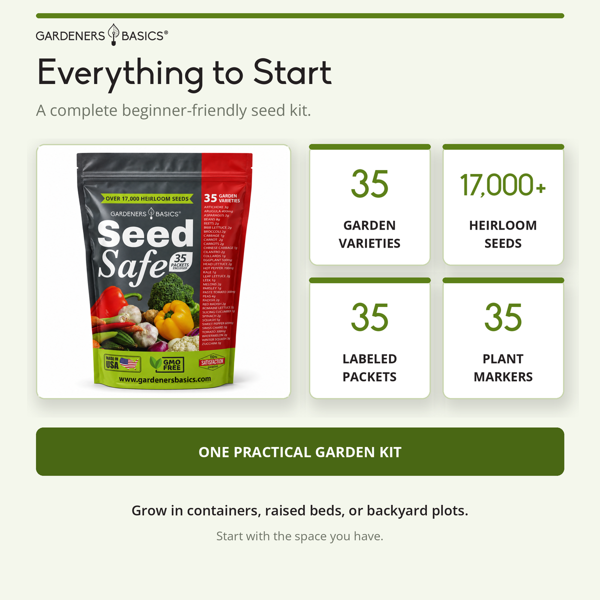 Seed Safe Survival Seed Kit – 35 Variety Pack – photo 2