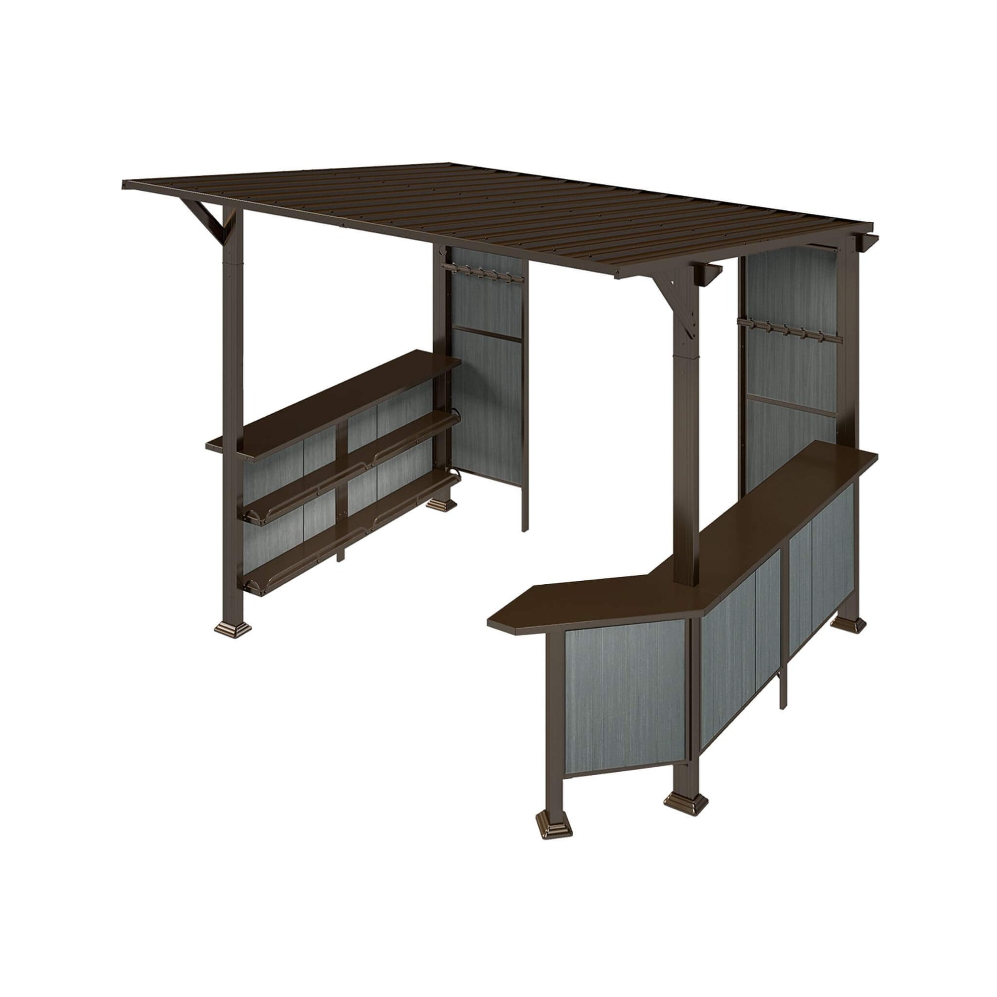 [09X10FT] Premium Outdoor Hardtop Grill Gazebo With Shelves