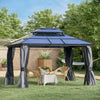 [10X12FT] Hardtop Gazebo Canopy With Polycarbonate Double Roof, Netting, And Curtains