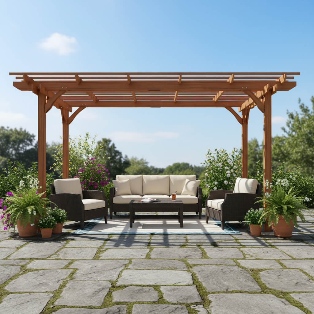[10X12FT] Premium Extra Large Outdoor Weather-Resistant Wooden Grape Pergola