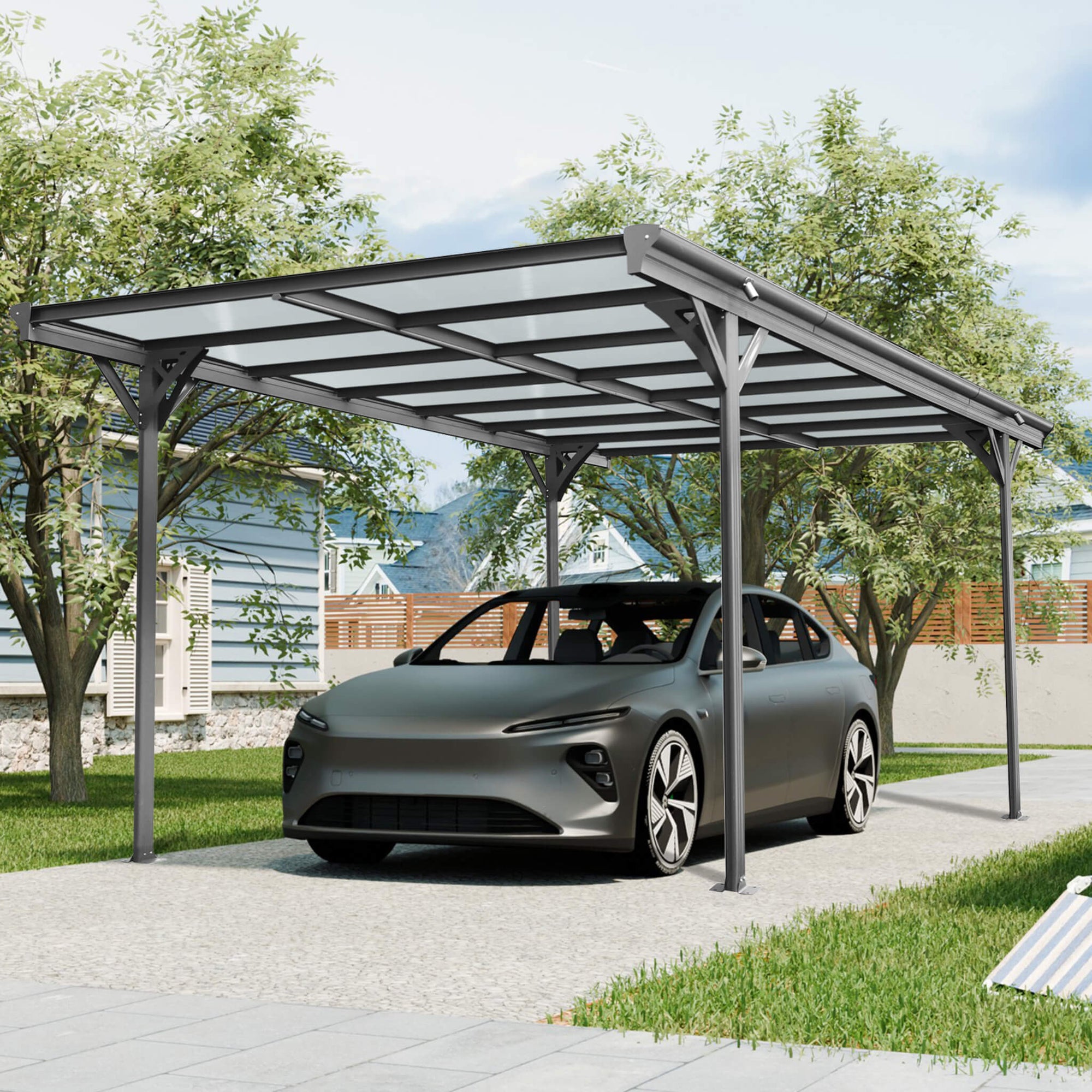 [10X16FT] Heavy-Duty Outdoor Driveway Pergola With Aluminum Alloy Frame And Polycarbonate Panels