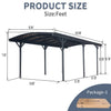 [10X19FT] Heavy-Duty Outdoor Aluminum Arch Carport With Polycarbonate Panels