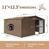 [11X12FT] Outdoor Backyard Storage Metal Shed With Galvanized Steel Frame, Windows, And Lockable Doors