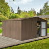 [11X12FT] Outdoor Backyard Storage Metal Shed With Galvanized Steel Frame, Windows, And Lockable Doors