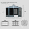 [12X12FT] Large Octagonal Sunroom Solarium With Lockable Sliding Doors And Galvanized Steel Sloping Roof