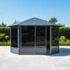 [12x12ft] Large Octagonal Sunroom Solarium With Lockable Sliding Doors And Galvanized Steel Sloping Roof
