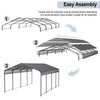 [12X20FT] Heavy-Duty Metal Carport With Galvanized Steel Roof For Car, Boats And Trucks, Gray