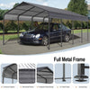 [12X20FT] Heavy-Duty Metal Carport With Galvanized Steel Roof For Car, Boats And Trucks, Gray