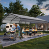 [12X20FT] Heavy-Duty Metal Carport With Galvanized Steel Roof For Car, Boats And Trucks, Gray