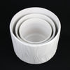 3-Piece White Stoneware Planter Pot Set with Embossed Texture