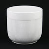 3-Piece White Stoneware Planter Pot Set with Vertical Line Texture