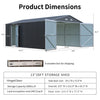 [13x20FT] Large Heavy-Duty Outdoor Metal Storage Shed With Double Doors
