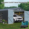 [13x20FT] Large Heavy-Duty Outdoor Metal Storage Shed With Double Doors