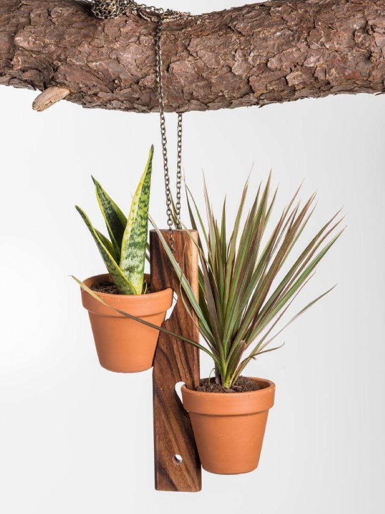 wooden plant pot hanger 2 Pot Hanging Or Standing Plant Holder For 4in-6in Terra Cotta Pots – The Plant Seed