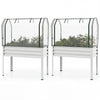 2 Pieces Galvanized Raised Garden Bed with Legs and Greenhouse Cover for Vegetable Flower