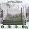 2 Pieces Galvanized Raised Garden Bed with Legs and Greenhouse Cover for Vegetable Flower
