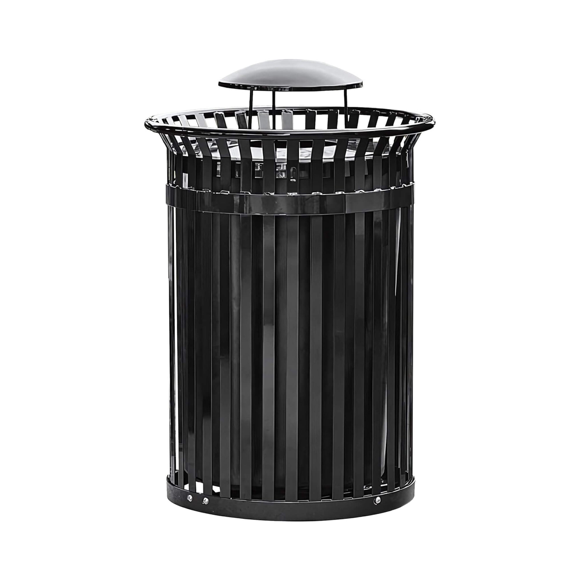 45-Gallon Heavy-Duty Commercial Round Waste Bin With Rain Bonnet Lid