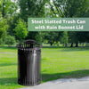 45-Gallon Heavy-Duty Commercial Round Waste Bin With Rain Bonnet Lid