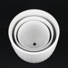 3-Piece White Stoneware Planter Pot Set with Vertical Groove Texture