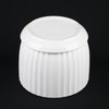 3-Piece White Ceramic Planter Pot Set with Vertical Fluted Design & Matching Saucers