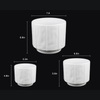 3-Piece White Stoneware Planter Pot Set with Soft Vertical Texture