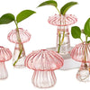 Glasseam Mushroom Plant Propagation Stations: Pink Glass Terrarium Jar Set of 5 Cute Planters for Indoor Plants Decorative Propagate Vase Unique Gifts for Women Home Office Decor