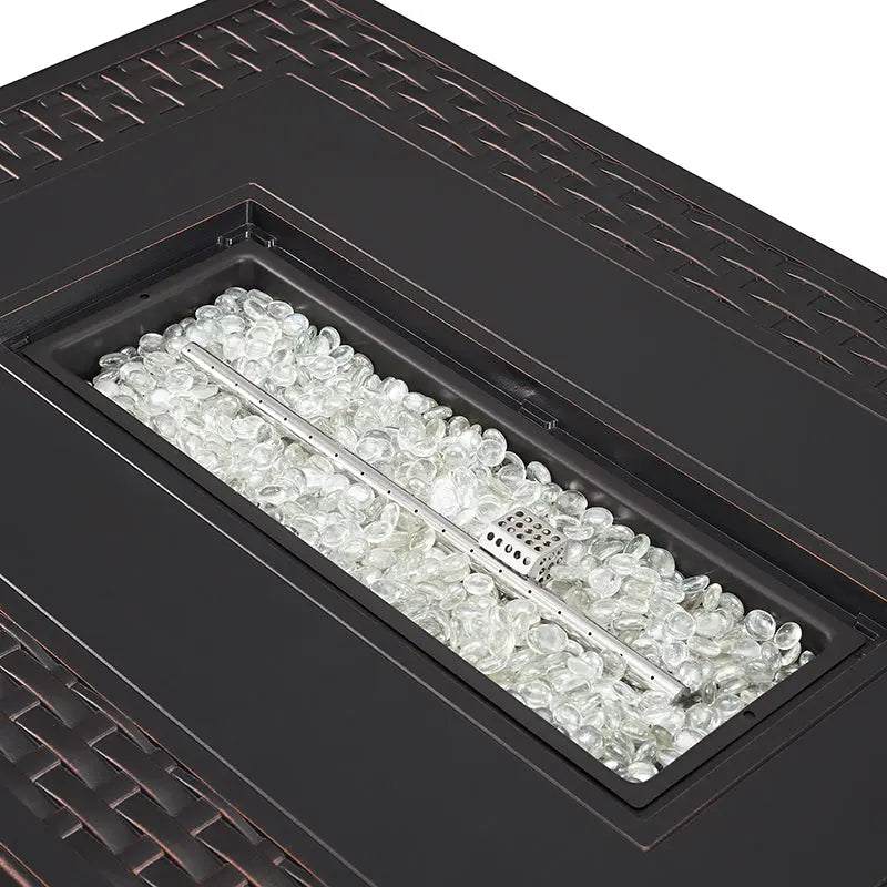 Albany 44" Rectangular Woven Aluminum Convertible Gas Fire Pit Table – photo 6