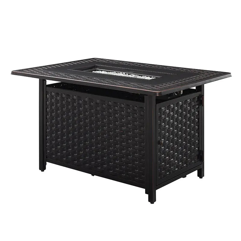 Albany 44" Rectangular Woven Aluminum Convertible Gas Fire Pit Table – photo 7