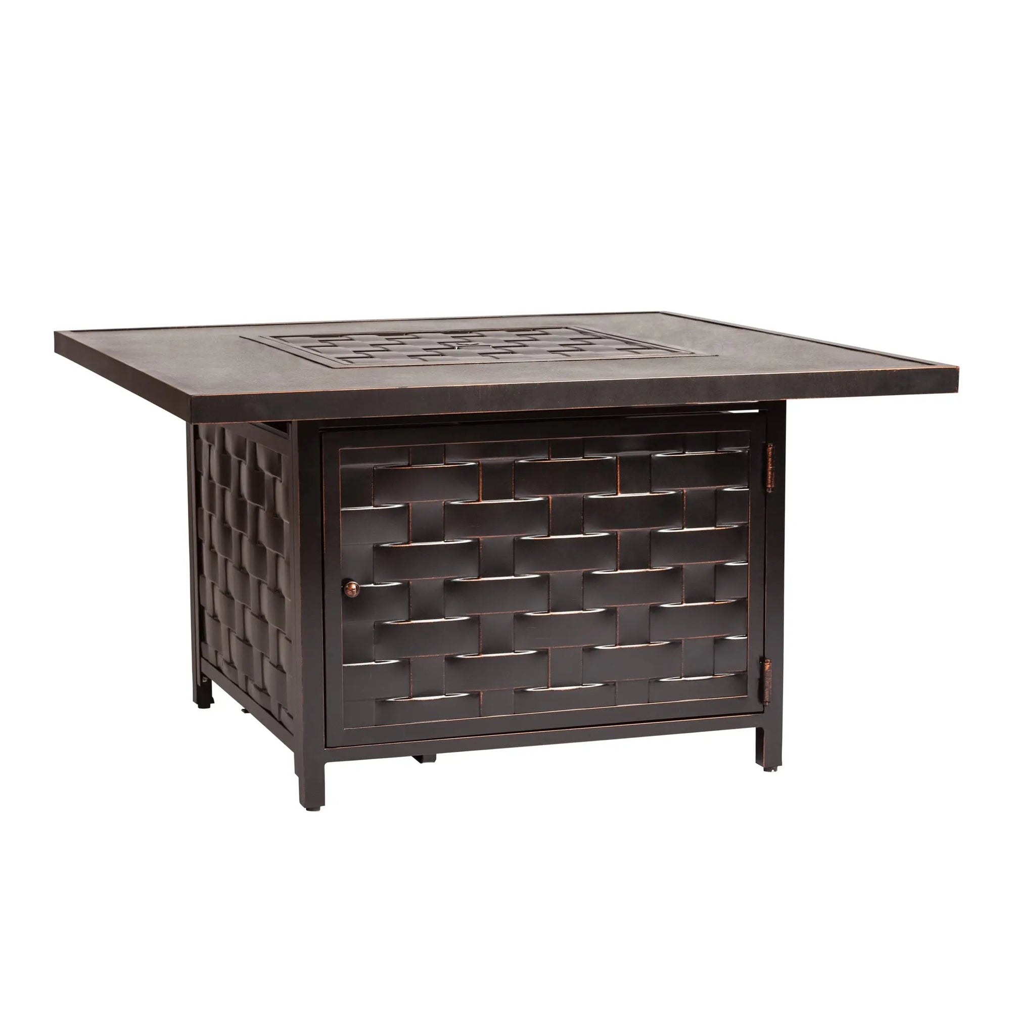 Armstrong 42" Square Basketweave Aluminum Convertible Gas Fire Pit Table