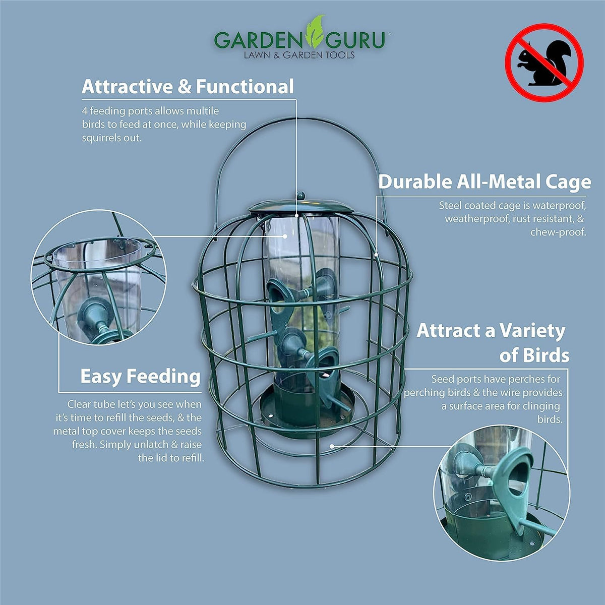 Squirrel Resistant Tube Bird Feeder – photo 3