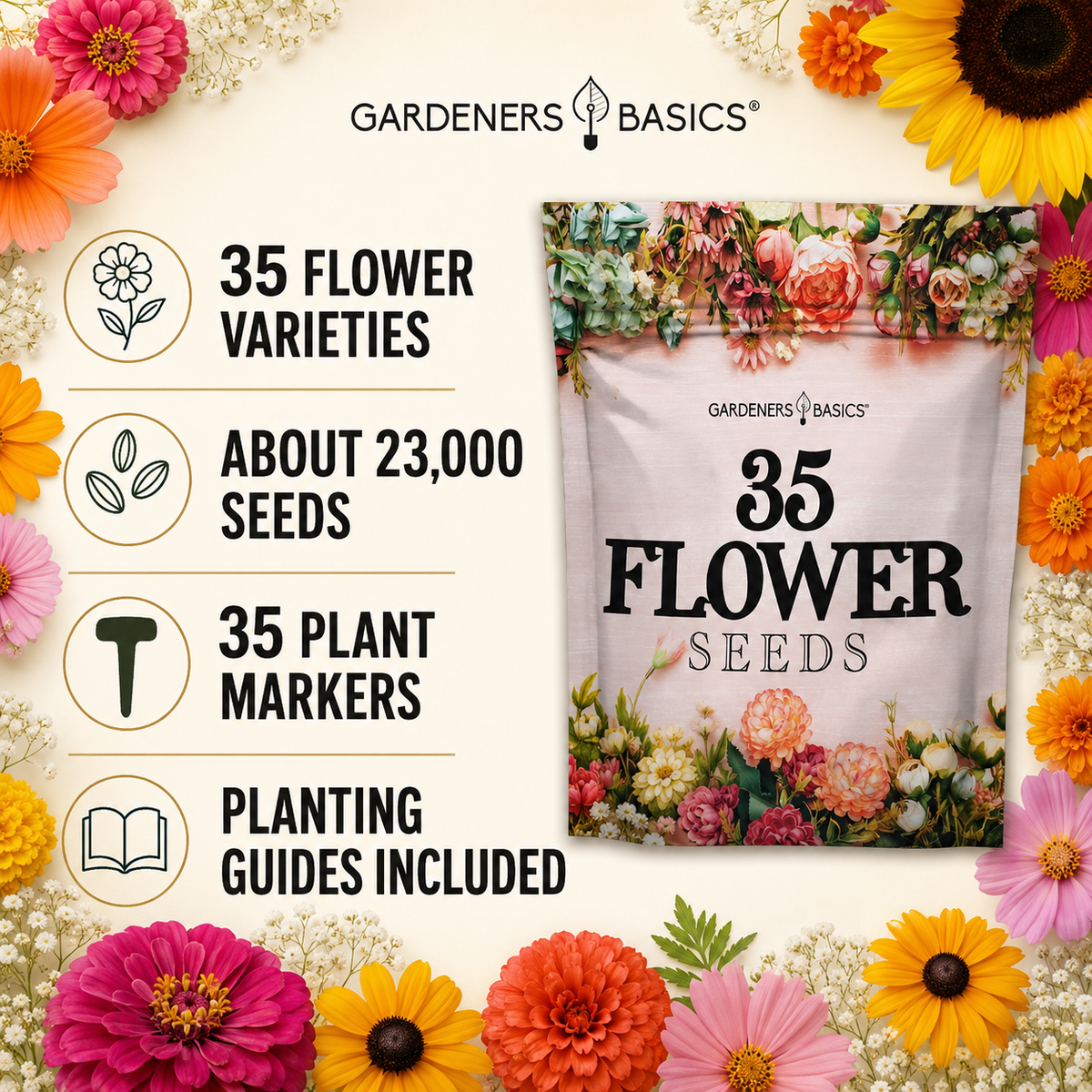 Wildflower, Perennial, & Annual Flower Seed Kit – 35 Variety Pack – photo 2