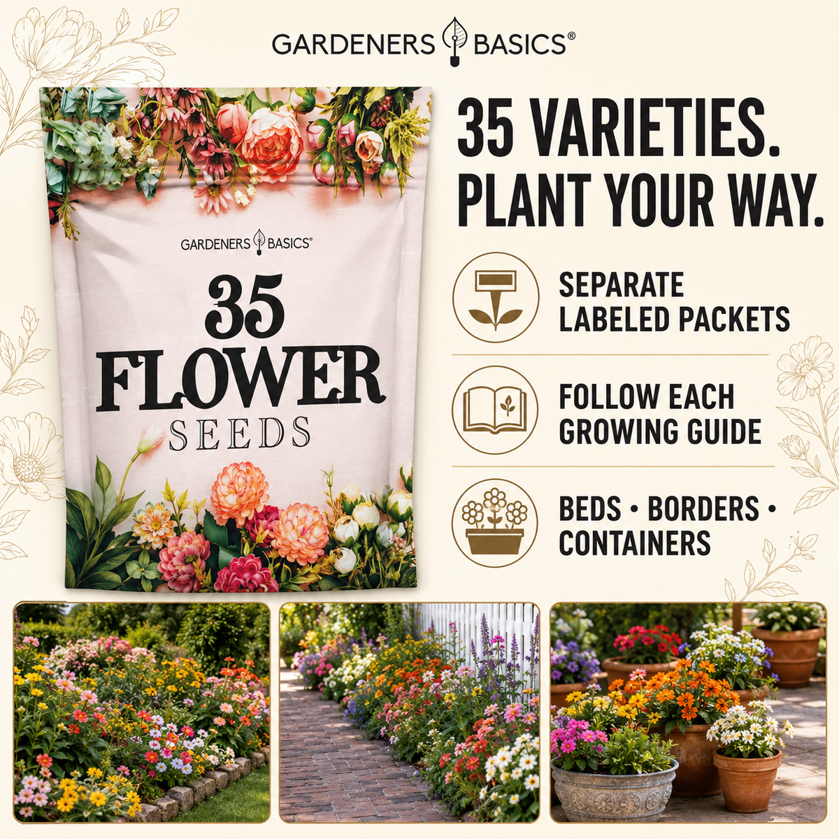 Wildflower, Perennial, & Annual Flower Seed Kit – 35 Variety Pack – photo 5