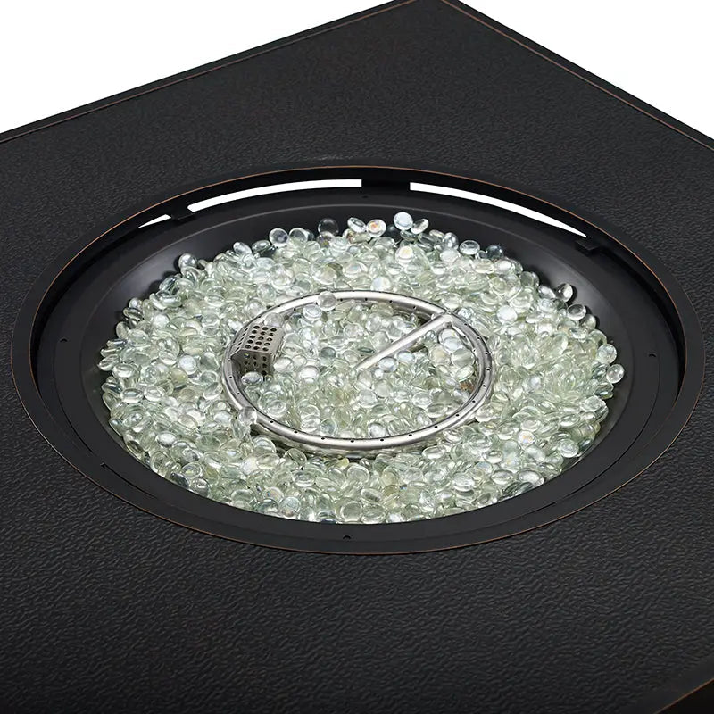 Clayton 40" Round Hammered Aluminum Convertible Gas Fire Pit Table – photo 6