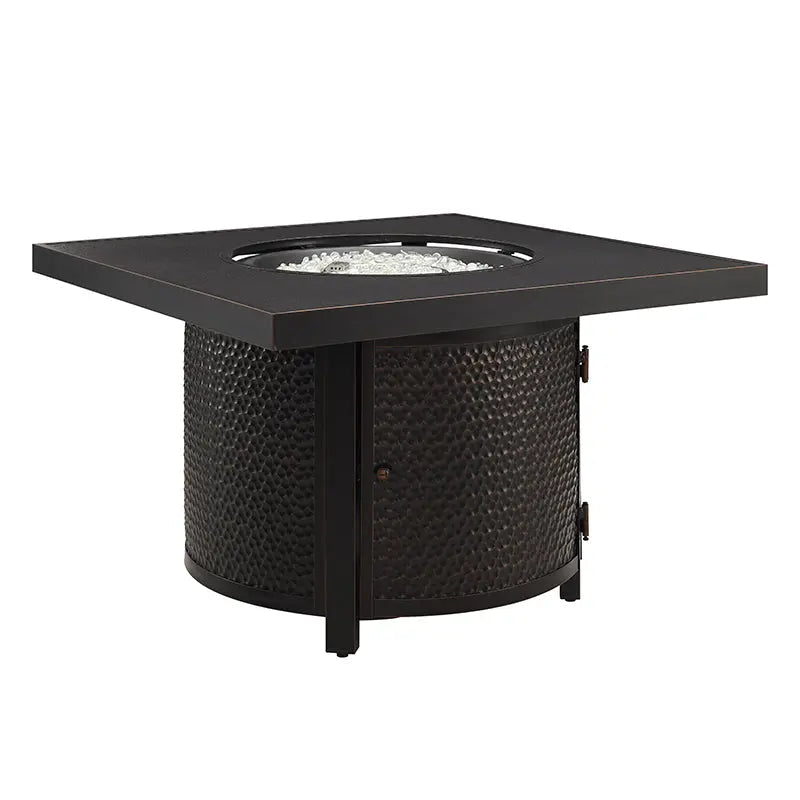 Clayton 40" Round Hammered Aluminum Convertible Gas Fire Pit Table – photo 8