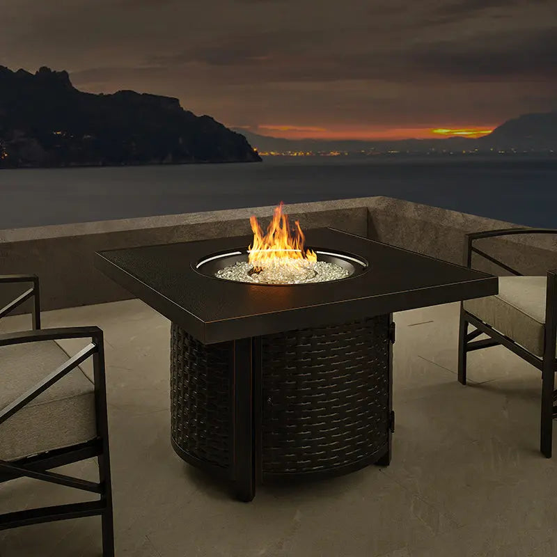 Dalton 40" Square Woven Aluminum Convertible Gas Fire Pit Table – photo 2