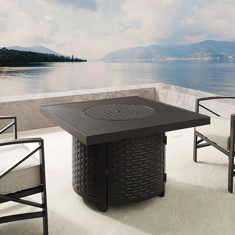 Dalton 40" Square Woven Aluminum Convertible Gas Fire Pit Table – photo 3