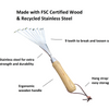 Stainless Steel Garden Hand Rake (classic wood handle)