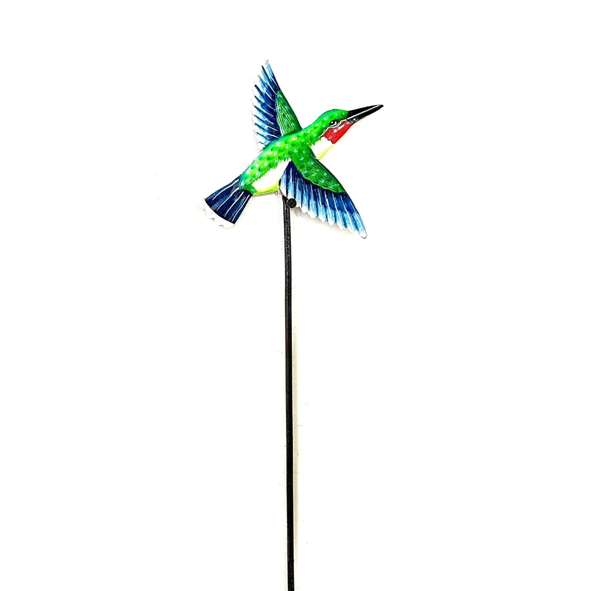 Blue/ Green Hummingbird Garden Stake- Painted