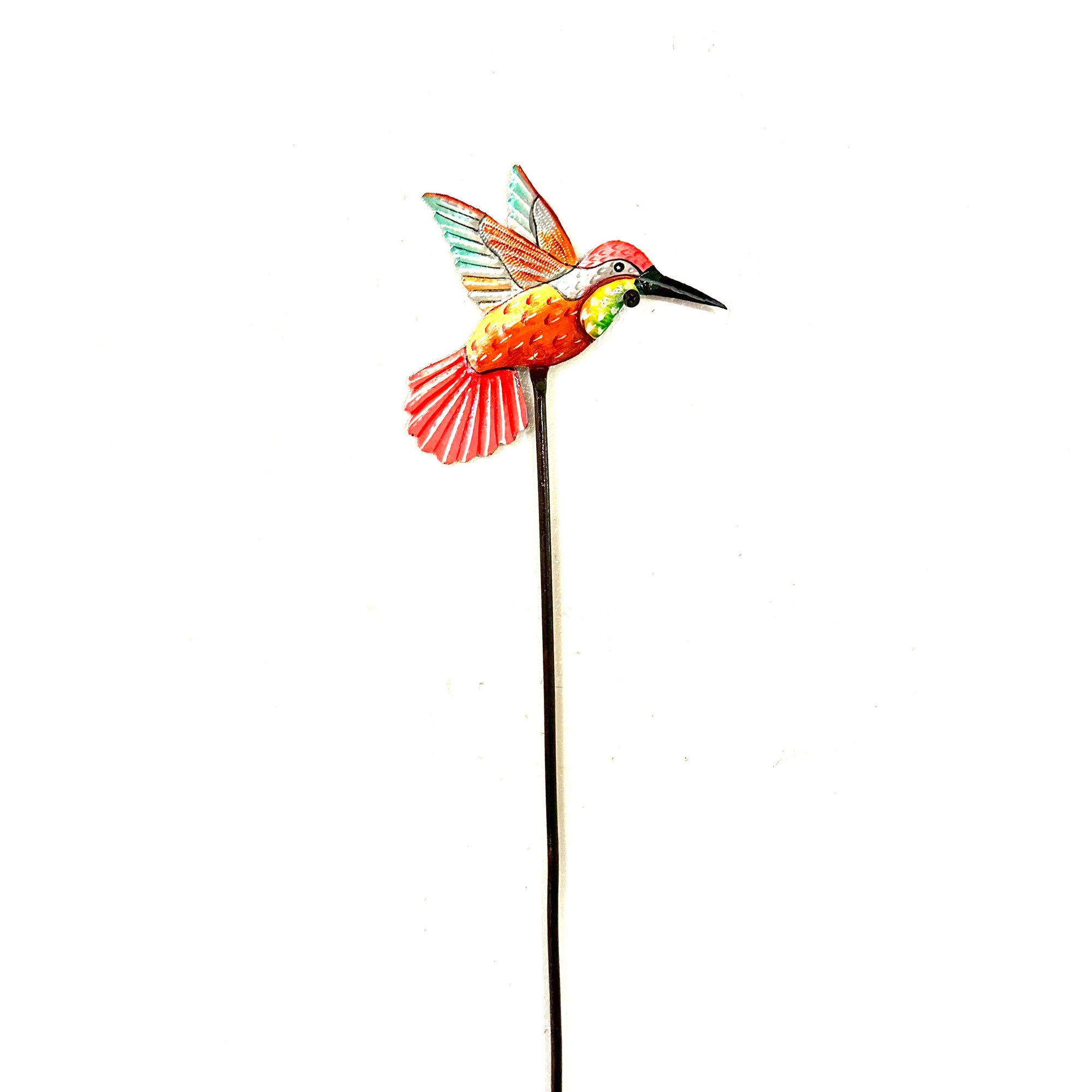 Pink Hummingbird Garden Stake- Painted