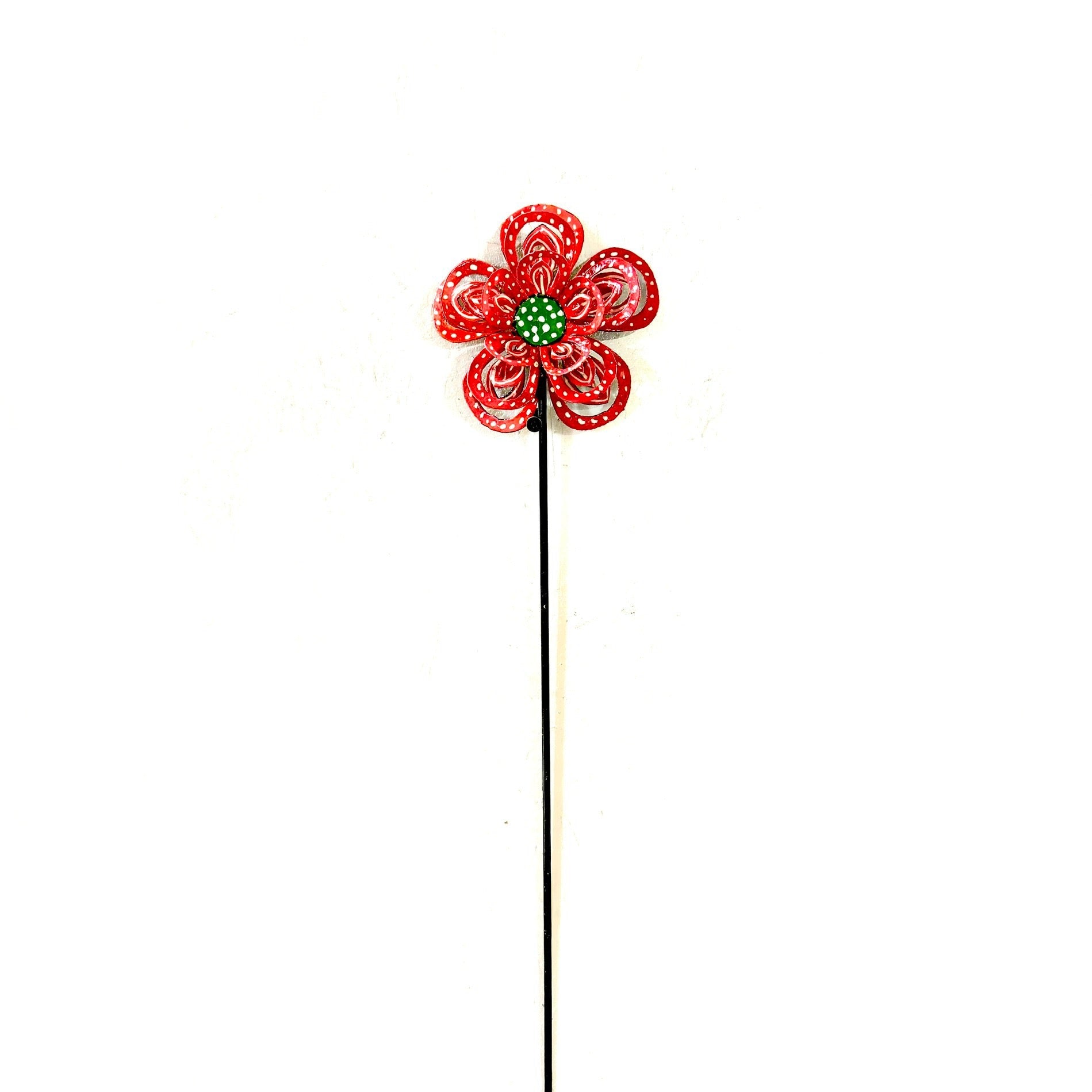 3-D Red and Green Flower Garden Stake