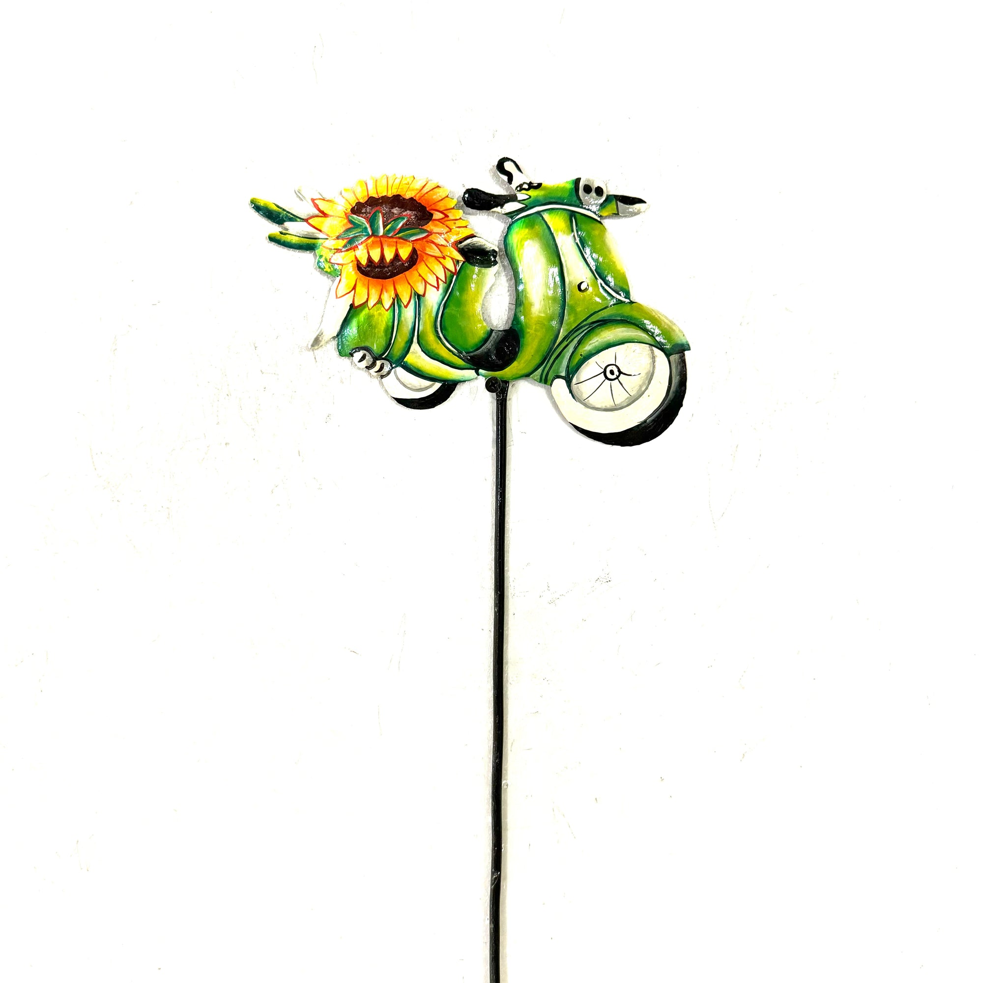 Green Moped Garden Stake
