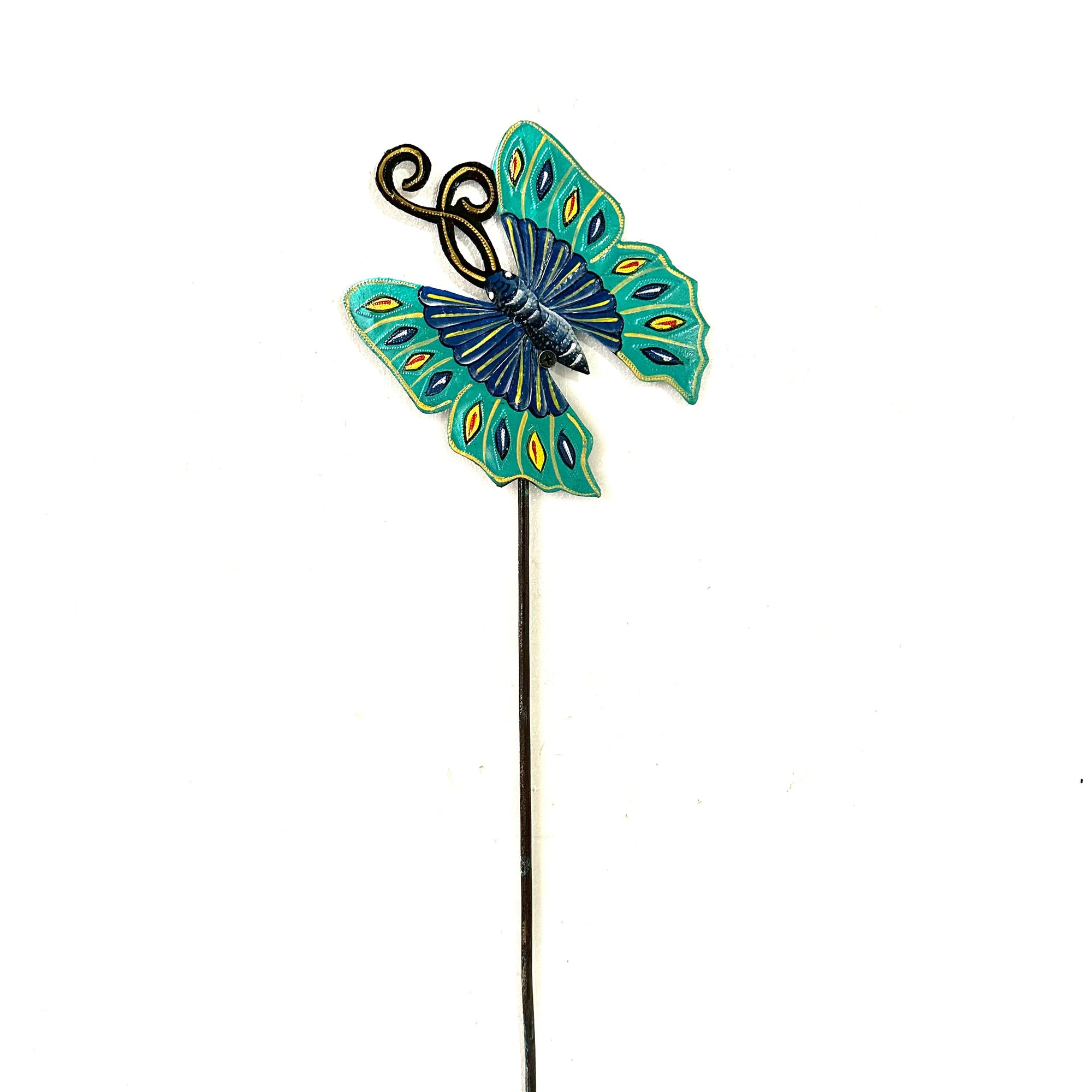Turquoise and Blue Butterfly Garden Stake