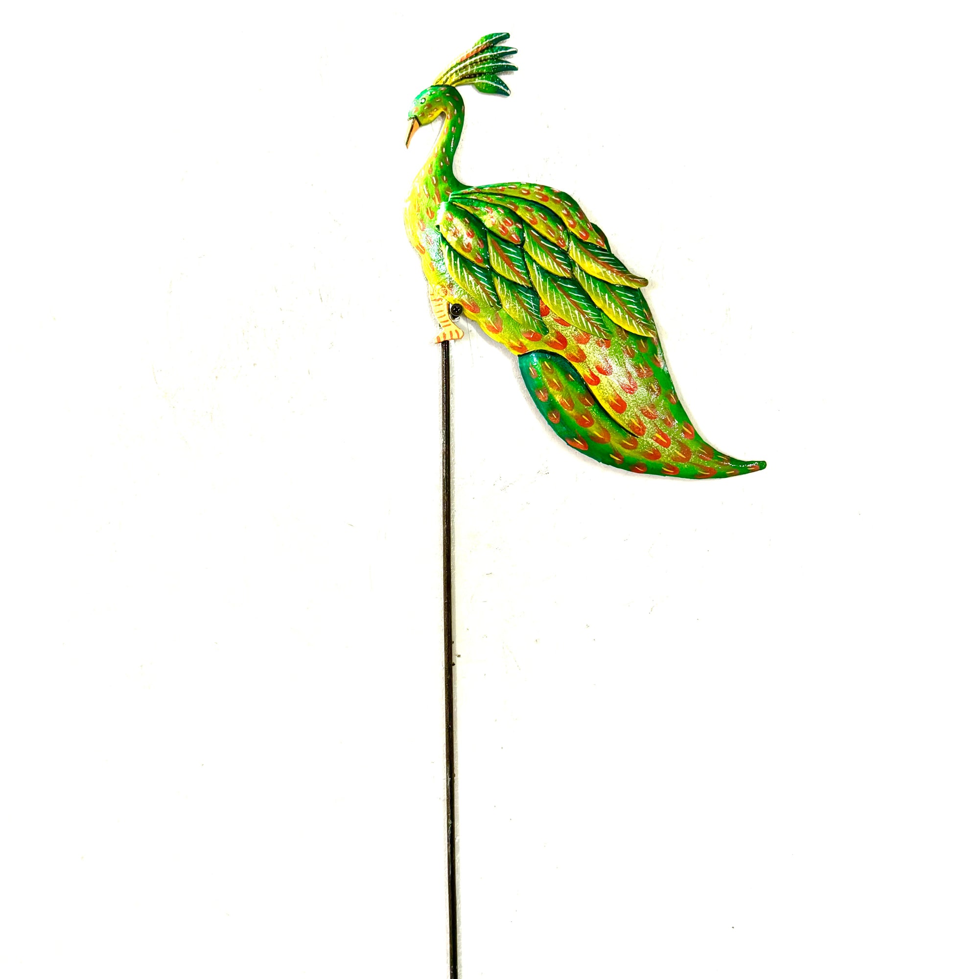 Green Peacock Garden Stake