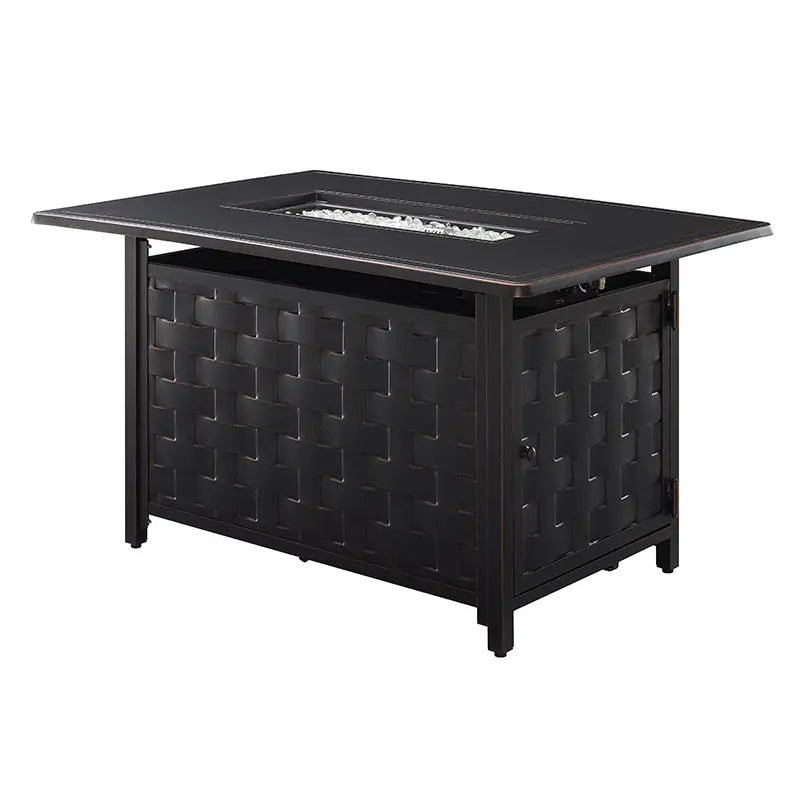 Preston 44" Rectangular Basketweave Aluminum Convertible Gas Fire Pit Table – photo 8