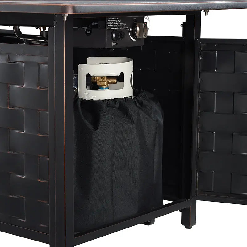 Preston 44" Rectangular Basketweave Aluminum Convertible Gas Fire Pit Table – photo 9