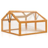 Wood Cold Frame Greenhouse Raised Flower Planter Protection with Transparent Openable Roof-Orange