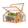 Wood Cold Frame Greenhouse Raised Flower Planter Protection with Transparent Openable Roof-Orange