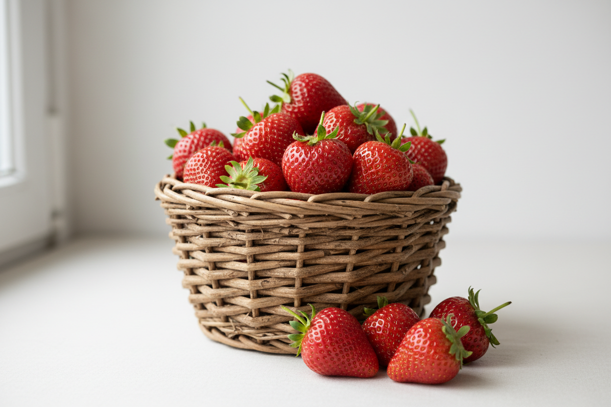 a basket of strawberry